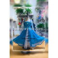 Elsa blue chiffon fabric snowflake mesh princess dress